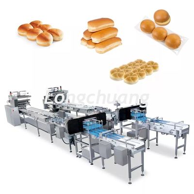 качество  Multifunction Bakery Food Automatic Feeding Line Burger Bun Hot Dog Hamburger Packaging Machine фабрика